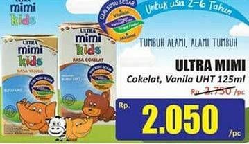 Promo Harga ULTRA MIMI Susu UHT Chocolate, Vanilla 125 ml - Hari Hari
