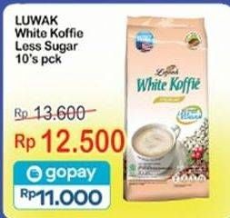 Promo Harga Luwak White Koffie Less Sugar per 10 sachet 20 gr - Indomaret