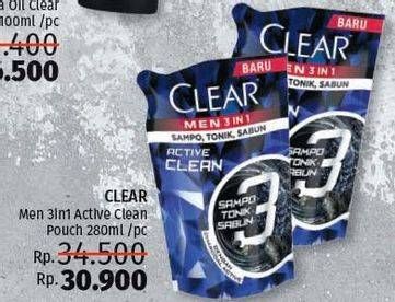 Promo Harga CLEAR Men Shampoo Active Clean 280 ml - LotteMart