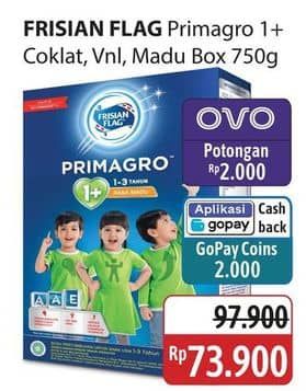 Promo Harga Frisian Flag Primagro 1+ Vanilla, Cokelat, Madu 800 gr - Alfamidi