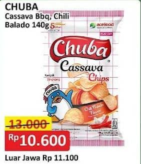 Promo Harga Chuba Cassava Chips BBQ, Sambal Balado 140 gr - Alfamart