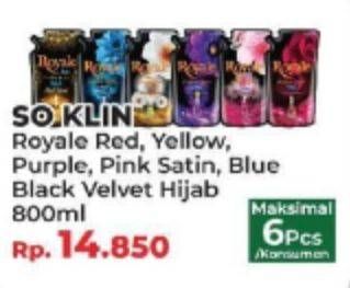 Promo Harga SO KLIN Royale Parfum Collection Red, Yellow, Purple Dawn, Pink Satin, Blue, Black Velvet 800 ml - Yogya