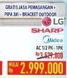 Promo Harga MIDEA / LG / SHARP AC 1/2PK - 1PK  - Hypermart