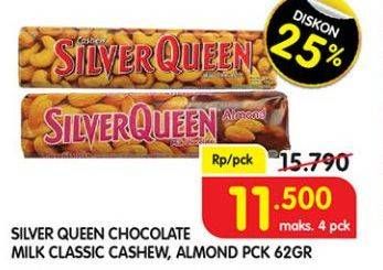 Promo Harga SILVER QUEEN Chocolate Almonds, Cashew 62 gr - Superindo