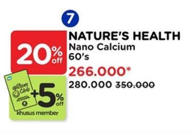 Promo Harga Natures Health Nano Calcium All Items 60 pcs - Watsons
