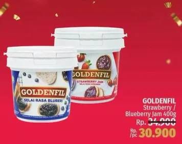 Promo Harga GOLDENFIL Selai Strawberry, Blueberry 400 gr - LotteMart