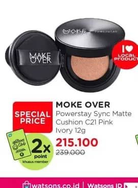 Promo Harga Make Over Powerstay Demi-Matte Cover Cushion C21 Pink Ivory 15 gr - Watsons