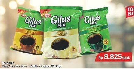 Promo Harga TORABIKA Gilus Mix Gula Aren, Vanilla, Pandan per 10 sachet 23 gr - TIP TOP