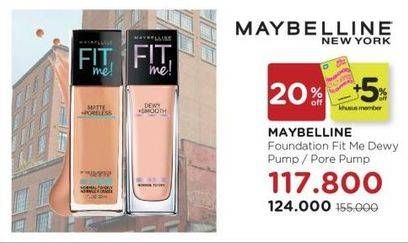 Promo Harga Maybelline Fit Me Dewy and Smooth Foundation/Maybelline Fit Me! Matte + Poreless Liquid Matte Foundation   - Watsons