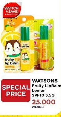 Promo Harga WATSONS Fruity Lip Balm Shiba Lemon 3 gr - Watsons