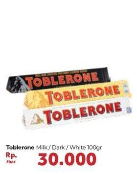 Promo Harga TOBLERONE Chocolate Milk, Dark, White 100 gr - Carrefour