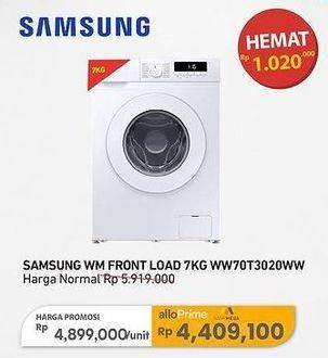 Promo Harga Samsung WW70T3020WW/SE Washing Machine with Quick Wash and Drum Clean  - Carrefour