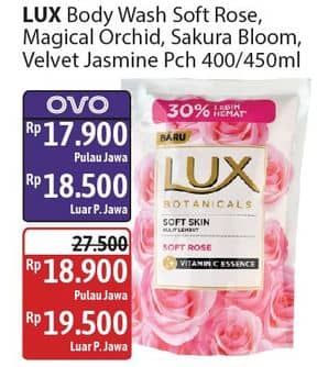 Promo Harga LUX Botanicals Body Wash Magical Orchid, Sakura Bloom, Soft Rose, Velvet Jasmine 400 ml - Alfamidi