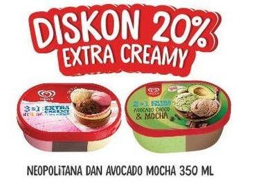 Promo Harga WALLS Ice Cream Neopolitana, Avocado Choco Mocha 350 ml - Alfamart