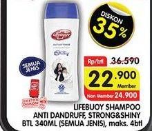 Promo Harga LIFEBUOY Shampoo Anti Dandruff, Strong Shiny 340 ml - Superindo