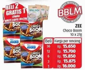 Promo Harga ZEE Choco Boom per 10 sachet 27 gr - Lotte Grosir