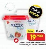 Promo Harga Yummy Greek Yogurt Original, Strawberry, Blueberry 100 gr - Superindo