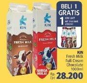 Promo Harga KIN Fresh Milk Full Cream, Chocolate 1000 ml - LotteMart