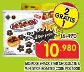 Promo Harga MOMOGI Snack Star Chocolate & Mini Stick Roasted Corn   - Superindo