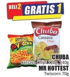 Promo Harga CHUBA Cassava Chips 140gr / MR HOTTEST Twiscorn 70gr  - Hari Hari
