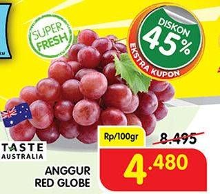 Promo Harga Anggur Red Globe per 100 gr - Superindo