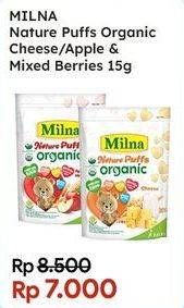 Promo Harga MILNA Nature Puffs Organic Cheese, Apple Mix Berries 15 gr - Indomaret