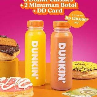 Promo Harga Dunkin 6 Classic Donut + 2 Minuman Botol  - Dunkin Donuts