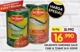 Promo Harga DEL MONTE Sardines Saus Cabe, Tomat 425 gr - Superindo