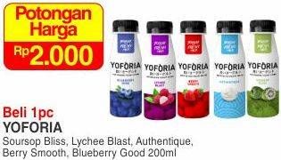 Promo Harga YOFORIA Yoghurt Blueberry Good, Berry Smooth 200 ml - Yogya