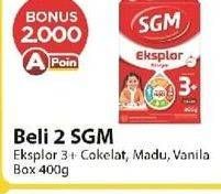 Promo Harga SGM Eksplor 3+ Susu Pertumbuhan Coklat, Madu, Vanila 400 gr - Alfamart