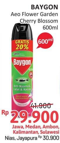 Promo Harga BAYGON Insektisida Spray Flower Garden, Cherry Blossom 600 ml - Alfamidi