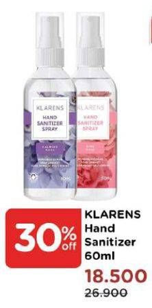 Promo Harga KLARENS Hand Sanitizer 60 ml - Watsons