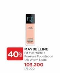 Promo Harga Maybelline Foundation Fit Me Matte 128 Warm Nude 18 ml - Watsons