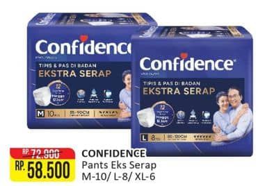 Promo Harga Confidence Adult Pants Slim & Fit Extra Absorb L8, M10, XL6 6 pcs - Alfamart