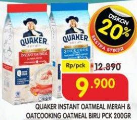 Promo Harga Quaker Oatmeal Instant, Quick Cooking 200 gr - Superindo