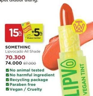 Promo Harga SOMETHINC Lipvocado Vegan Lip Tint All Variants  - Watsons