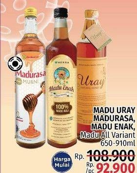 Promo Harga MADU URAY / MADURASA / MADU ENAK All Variant 650-910ml  - LotteMart