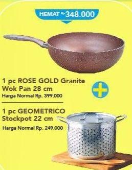 Promo Harga Rose Gold Granite + Geometrico Stockpot 22cm  - Carrefour