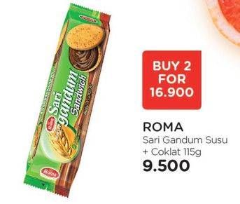 Promo Harga ROMA Sari Gandum Susu + Cokelat 115 gr - Watsons