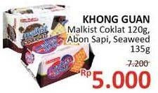 Promo Harga KHONG GUAN Malkist Salut Cokelat, Abon Sapi, Seaweed 120 gr - Alfamidi