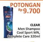 Promo Harga CLEAR Men Shampoo Cool Sport Menthol, Complete Soft Care 320 ml - Alfamidi