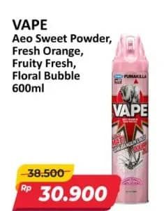 Promo Harga Fumakilla Vape Aerosol Sweet Powder, Orange, Fruity Fresh, Floral Bubble 600 ml - Alfamart