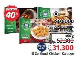 Promo Harga SO GOOD Chicken Nugget Premium/Chicken Nugget/Chicken Karaage 400gr  - LotteMart