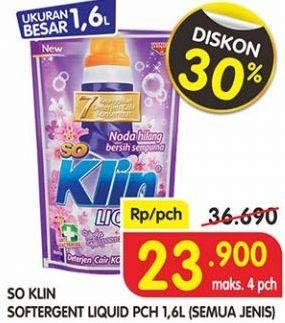 Promo Harga SO KLIN Liquid Detergent All Variants 1600 ml - Superindo