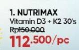 Promo Harga Nutrimax Vitamin D3 + K2 30 pcs - Guardian