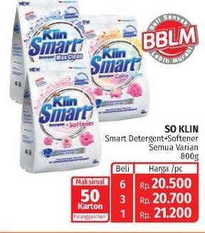 Promo Harga SO KLIN Smart Detergent All Variants 800 gr - Lotte Grosir