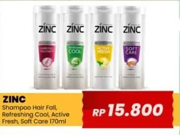 Promo Harga Zinc Shampoo Hair Fall Treatment, Refreshing Cool, Active Fresh Lemon, Soft Care 170 ml - Yogya