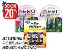 Promo Harga ABC Battery Super Power R20/D, R6/AA 2 pcs - Hypermart