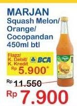 Promo Harga MARJAN Syrup Squash Orange, Melon, Coco Pandan 450 ml - Indomaret
