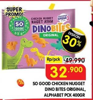 Promo Harga So Good Chicken Nugget Dinobites, Alphabet 400 gr - Superindo